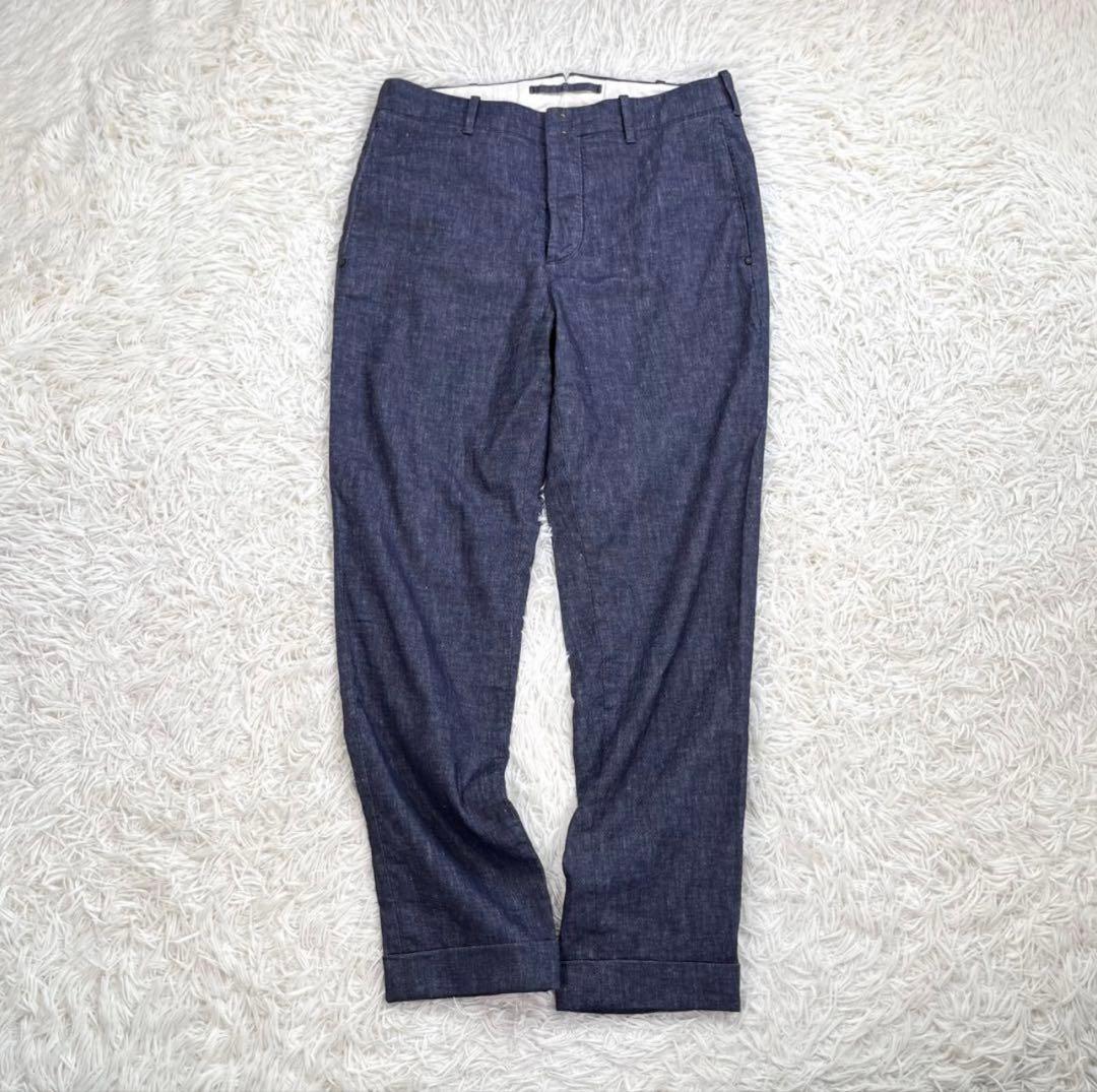 【美品】INCOTEX VERVE リネン&コットン デニム スラックス パンツ
