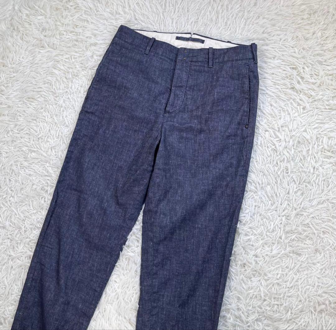 【美品】INCOTEX VERVE リネン&コットン デニム スラックス パンツ