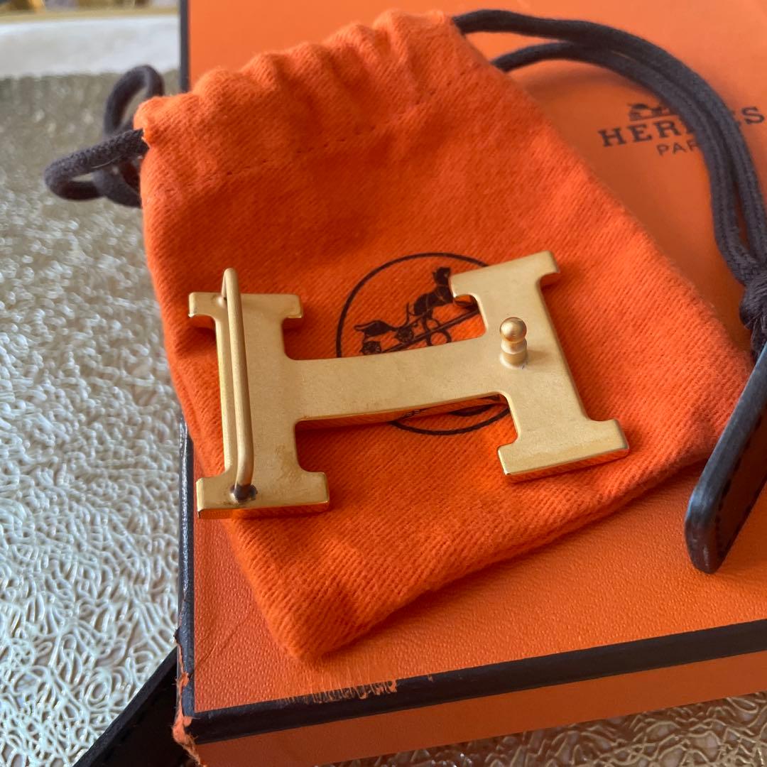 Hermès 黒と青レザー ベルト 70cm