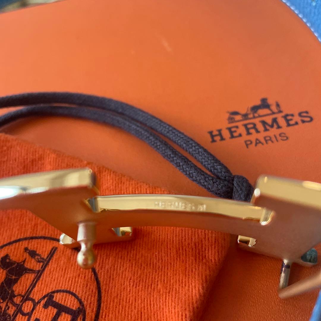Hermès 黒と青レザー ベルト 70cm