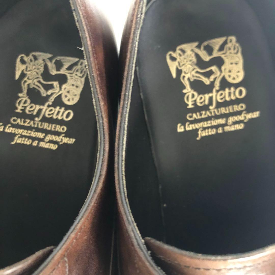 Perfetto ペルフェット ミュージアムカーフ 革靴 茶 26cm
