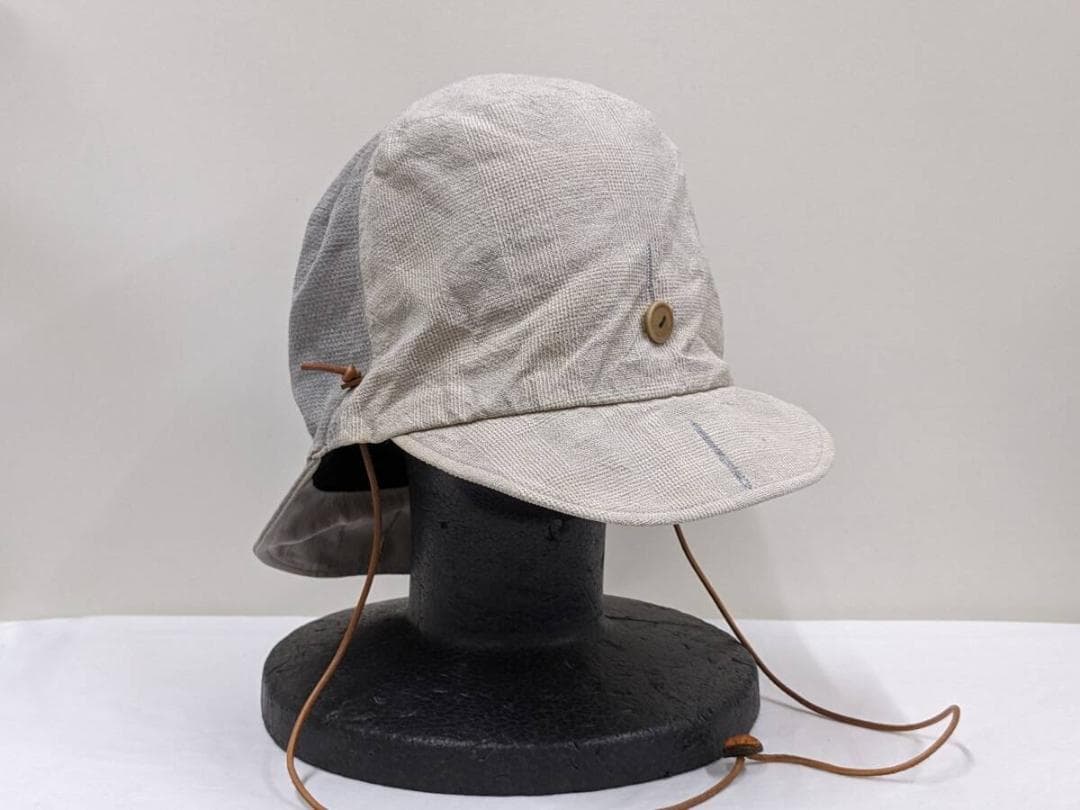 タカヒロミヤシタザソロイスト/ダブルバイザーハット/リネン混/レザー紐