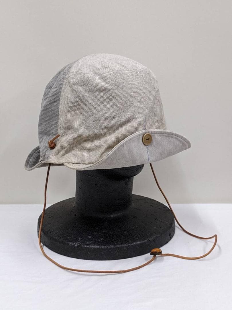 タカヒロミヤシタザソロイスト/ダブルバイザーハット/リネン混/レザー紐