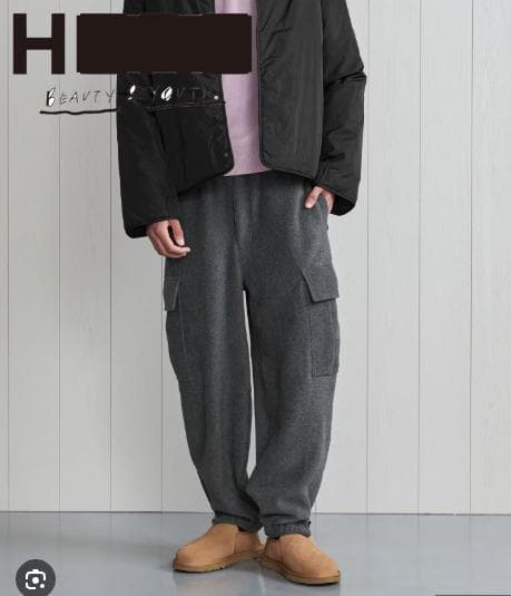 【24AW】H BEAUTY&YOUTH フリースカーゴパンツ OVY S