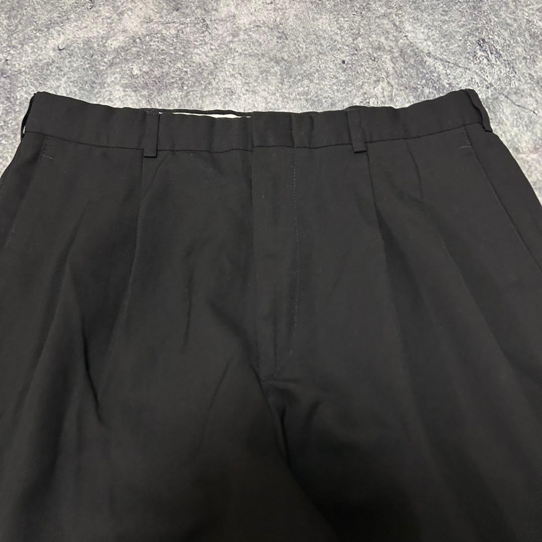 00s SLATES ツータック スラックス ブラックW32 ウールギャバ