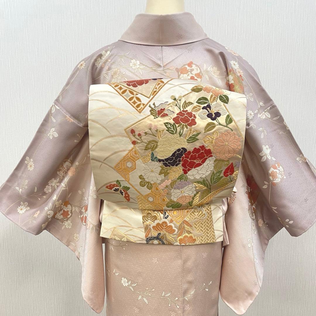 梅乃【155】正絹　訪問着　フルセット　美品　入卒式　お宮参り　七五三　桜色