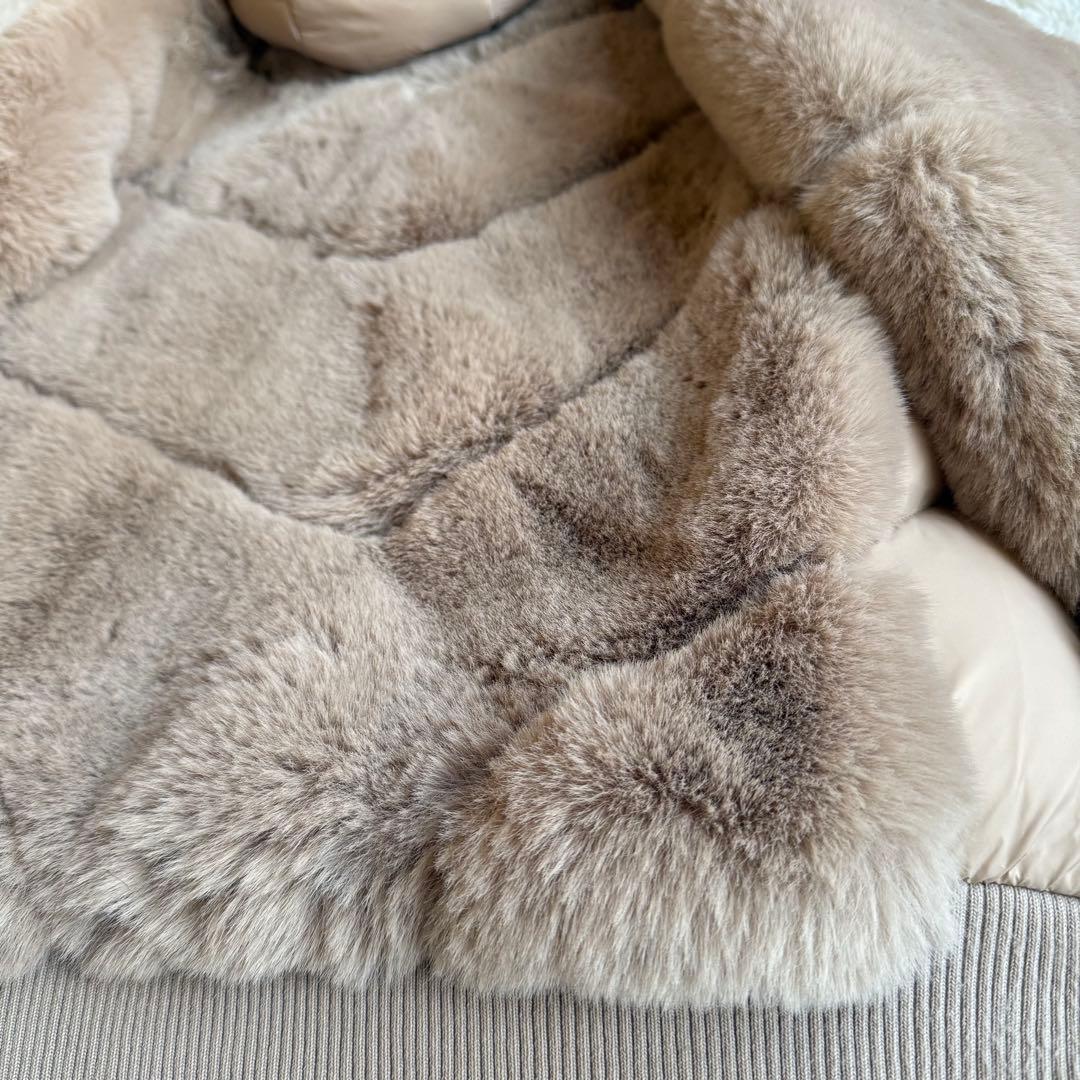 リナシメント ファー×キルティング切替 フーディコート S ベージュ ジャケット