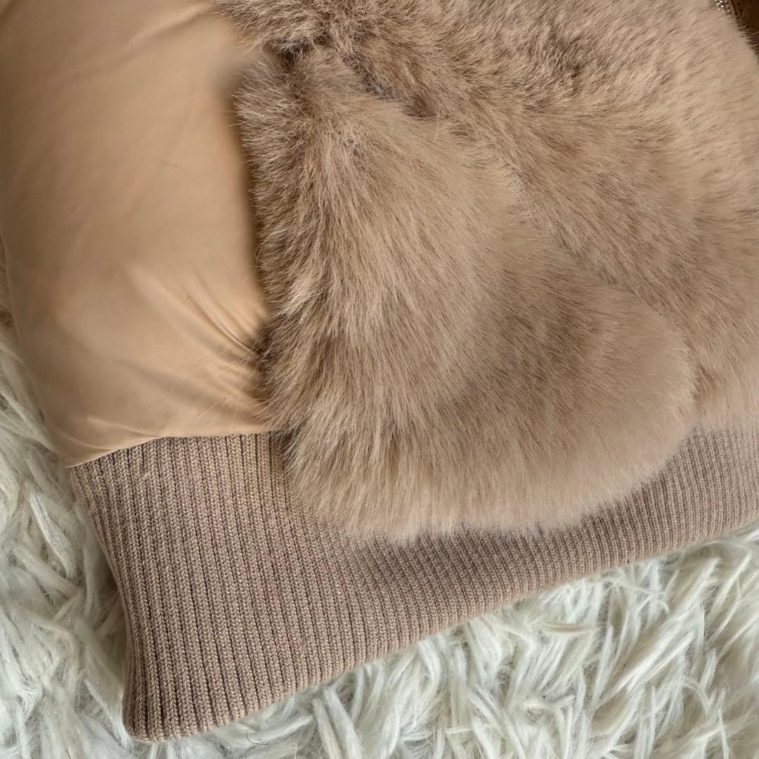 リナシメント ファー×キルティング切替 フーディコート S ベージュ ジャケット