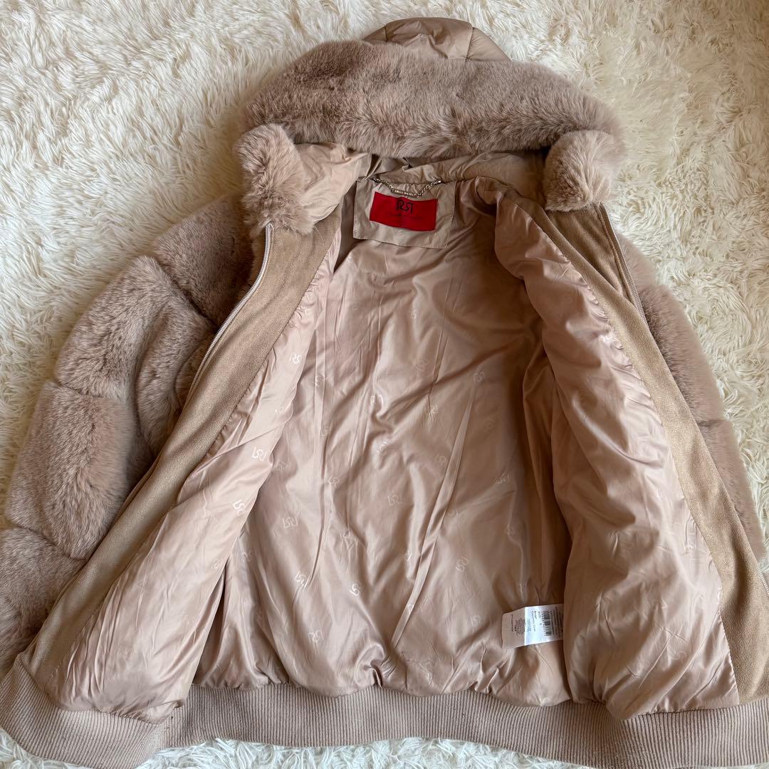 リナシメント ファー×キルティング切替 フーディコート S ベージュ ジャケット