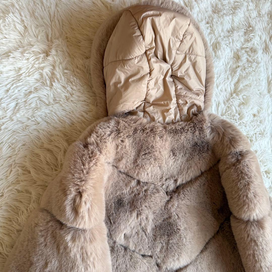 リナシメント ファー×キルティング切替 フーディコート S ベージュ ジャケット