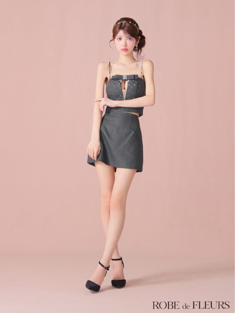 ROBE de FLEURS ビジュー/ リボン/ タイト/ セットアップ