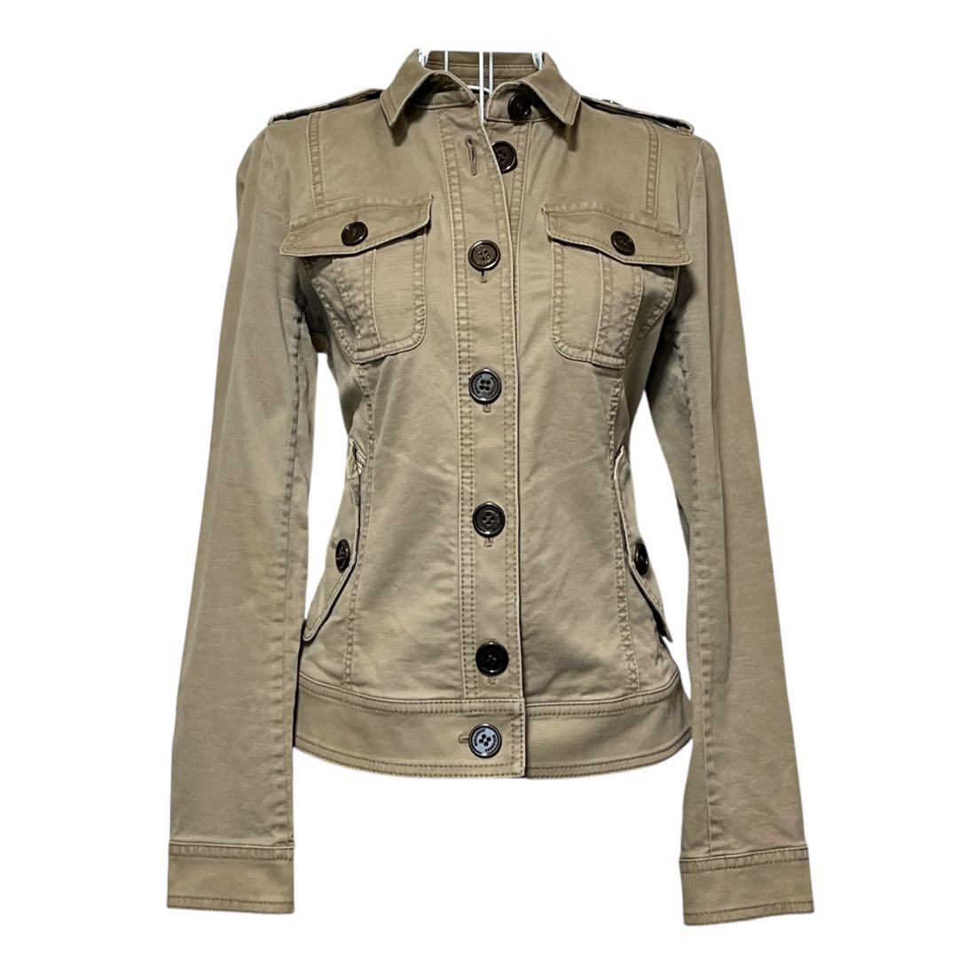 【BURBERRY 】シャツジャケット　チェック　エポーレット　牛革　三陽商会