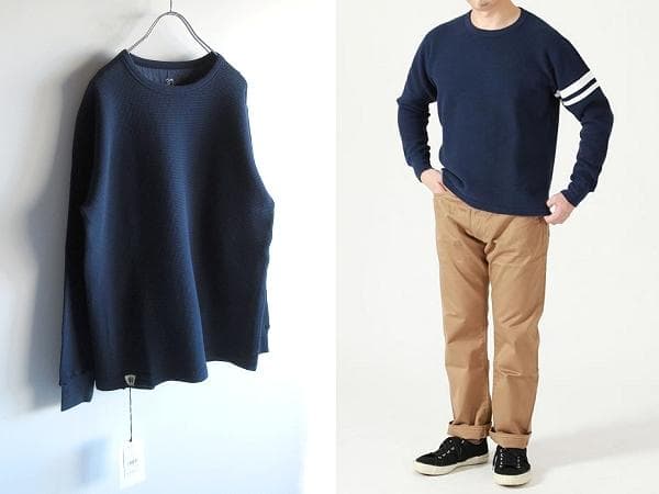 新品タグ付 桃太郎ジーンズ 出陣 ヘビーサーマルロングTシャツ L ネイビー