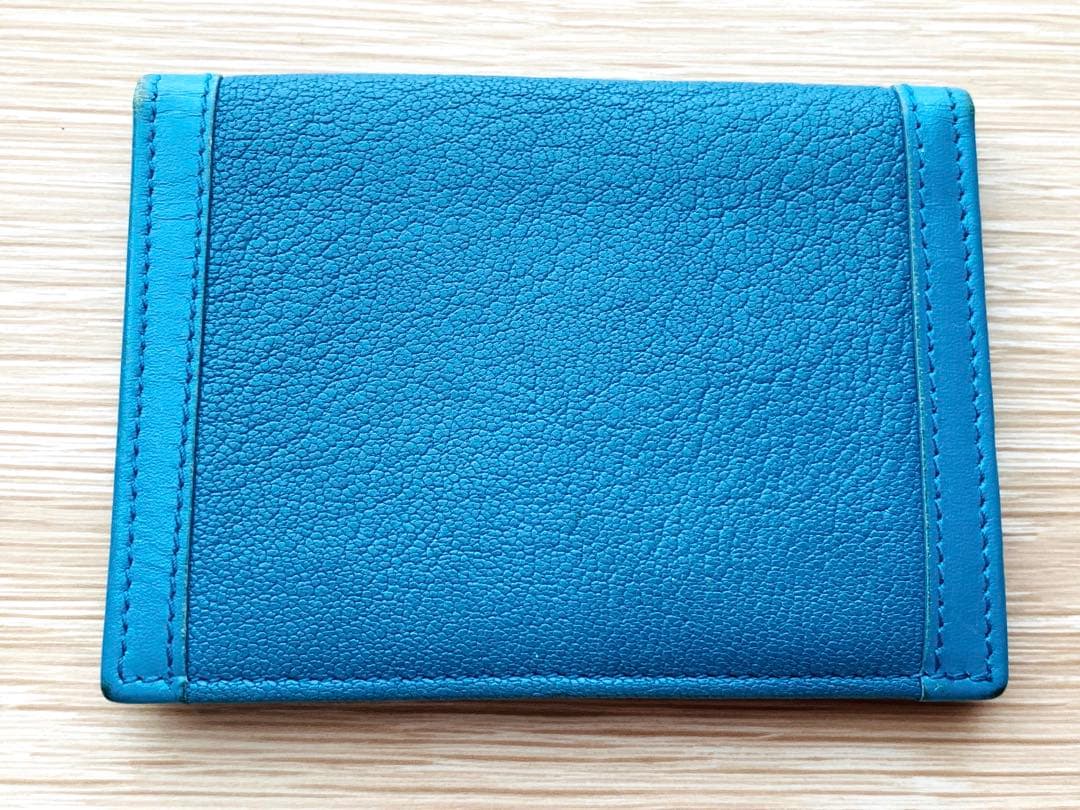 【タイムセール】美品　希少BVLGARI 青レザーカードケース　名刺入れ　箱付き