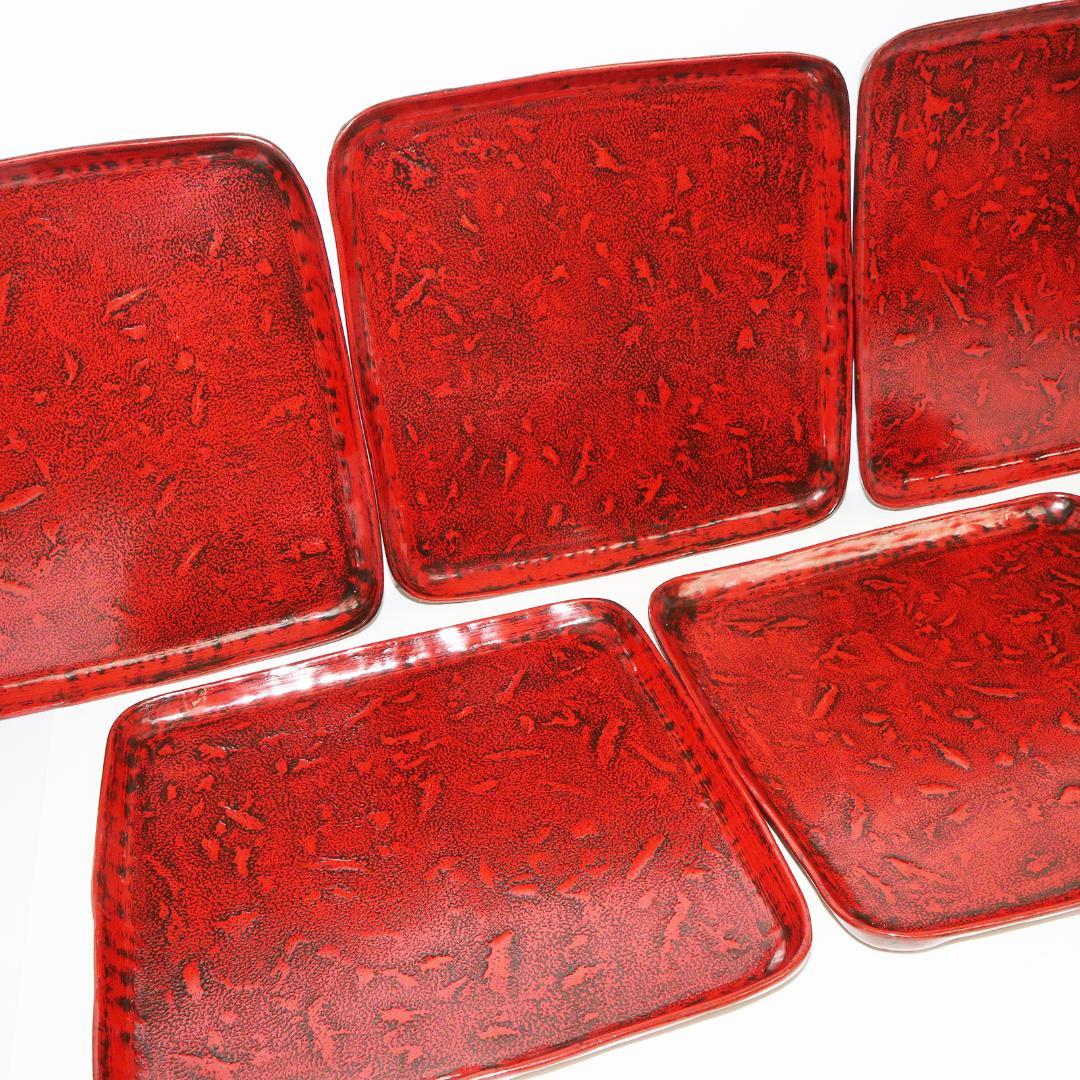 角盆　5客　漆　会席　箱付き木製　蒔絵 折り鶴