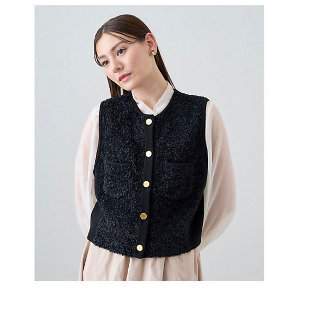 ［極美品]　お値下げ！ANAYI モールコンビクルーネックジレ