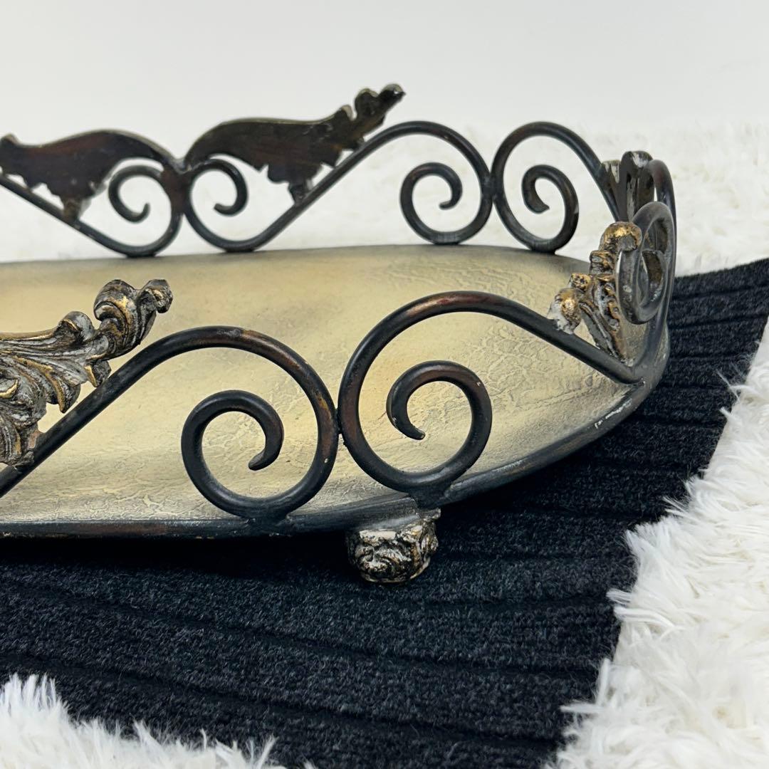 【希少】アイアン　アンティーク トレイ　インテリア　レトロ　ヴィンテージ