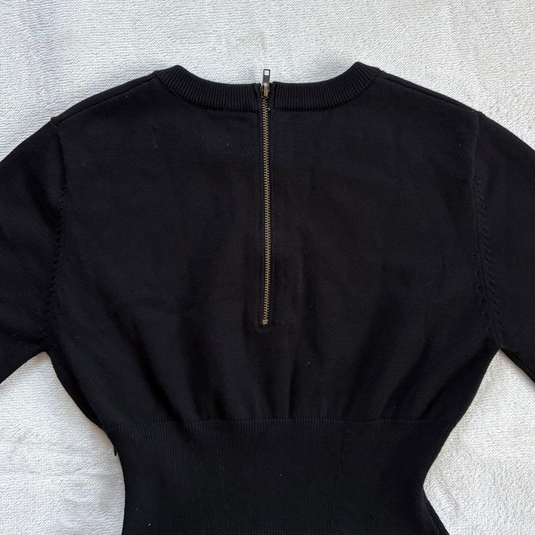 JENNE l'amour ニットドッキングワンピース 黒 フレアワンピース