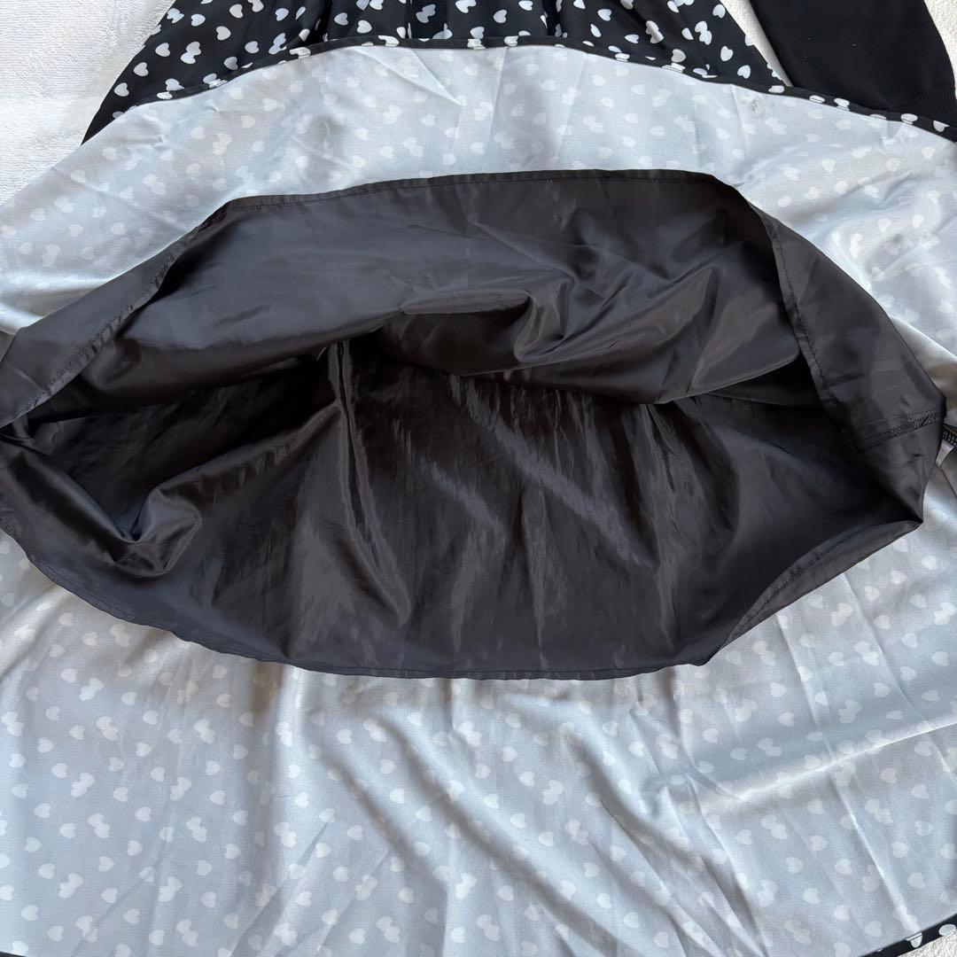 JENNE l'amour ニットドッキングワンピース 黒 フレアワンピース