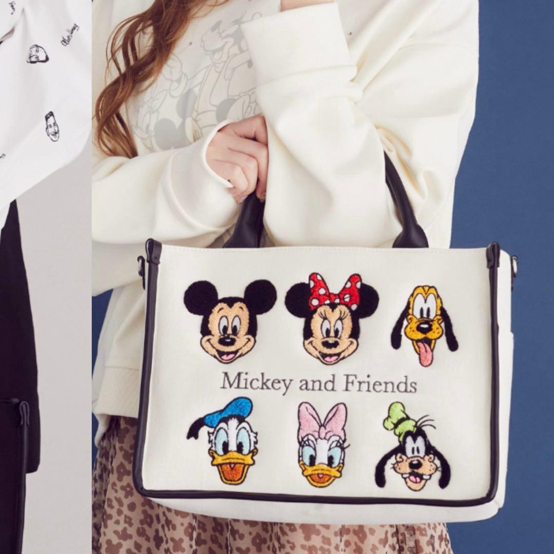Areeam ミッキー&フレンズ トート さがら刺繍バッグ シニエール織