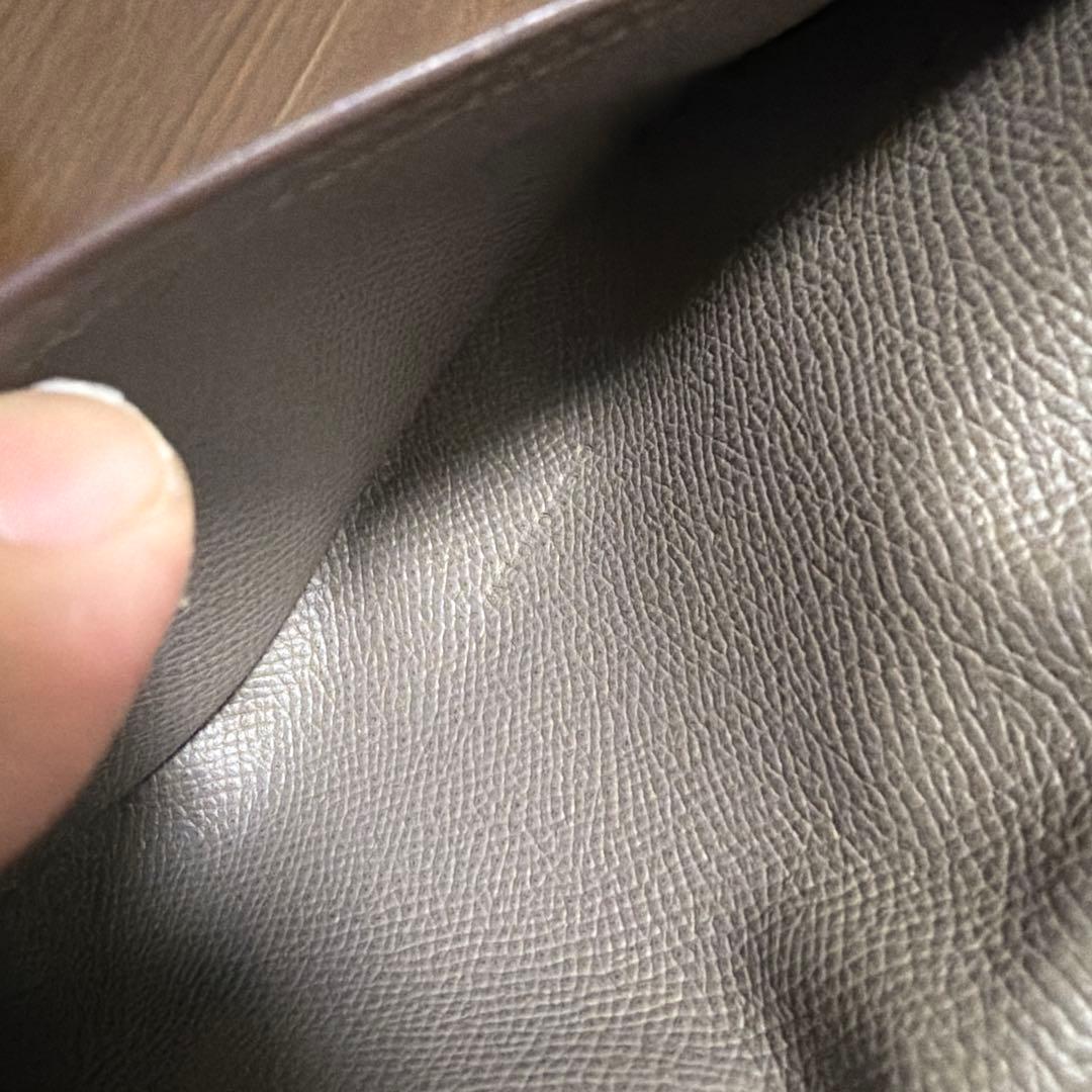 【美品】HERMES べアン スフレ グレー レザー 長財布 箱付き