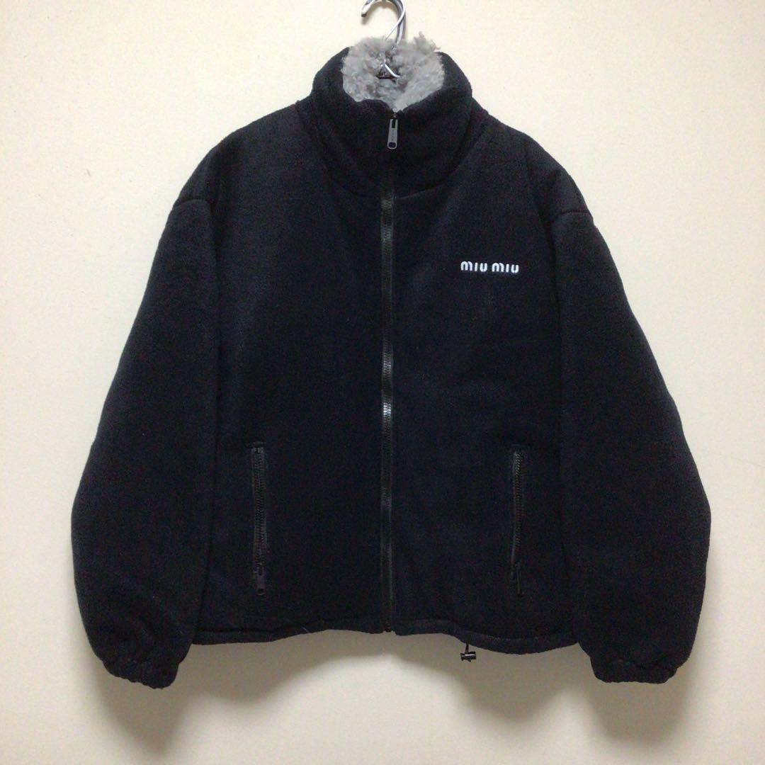 美品miu miu ネイビー ジップアップジャケット　フリース　ミュウミュウ