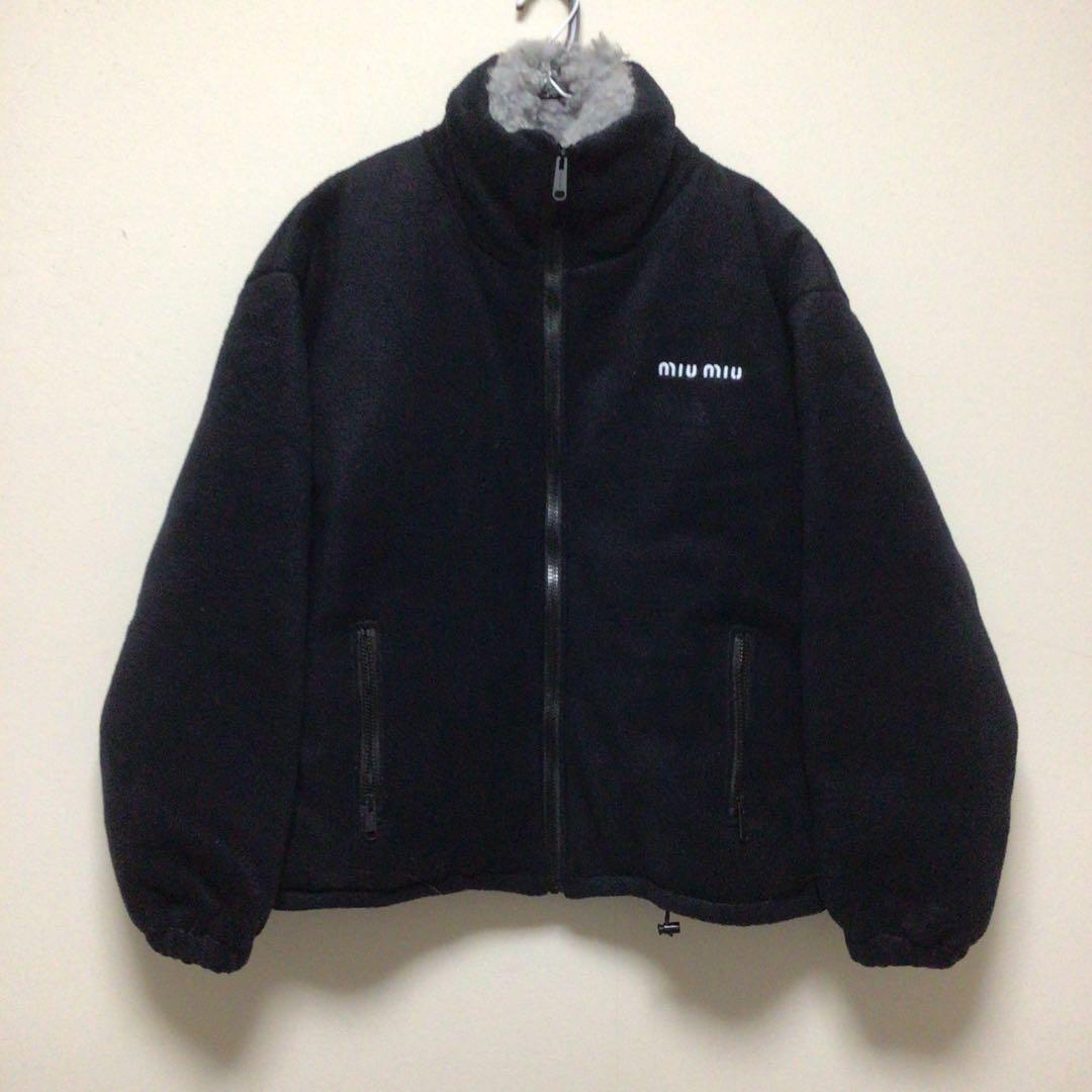 美品miu miu ネイビー ジップアップジャケット　フリース　ミュウミュウ