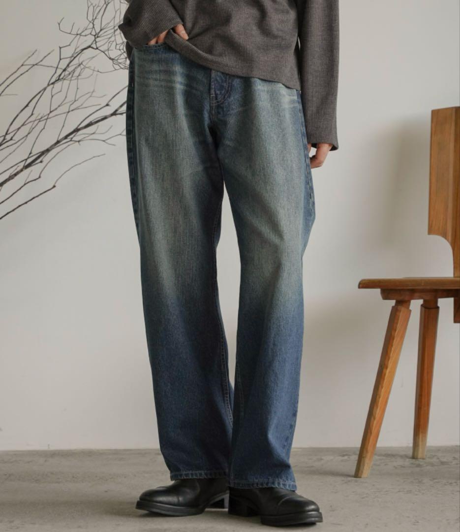 新品 shiun STRAIGHT SLUB DENIM PANTS