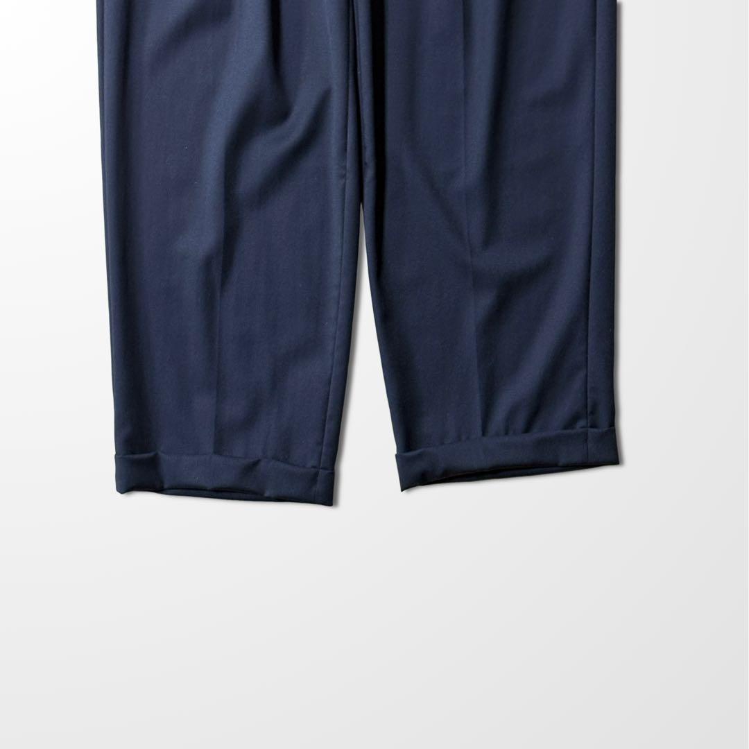 ザネッラ　W34　ワイド　ツータック　スラックス　ブラック　ダークネイビー　古着