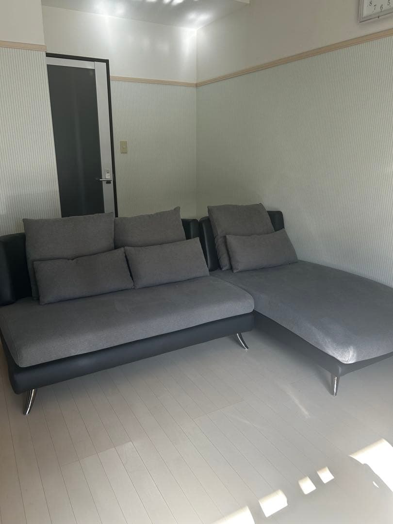 ニトリ2人掛け布張りカウチソファ(ポーション2KD GY)横のみ販売1月中旬まで