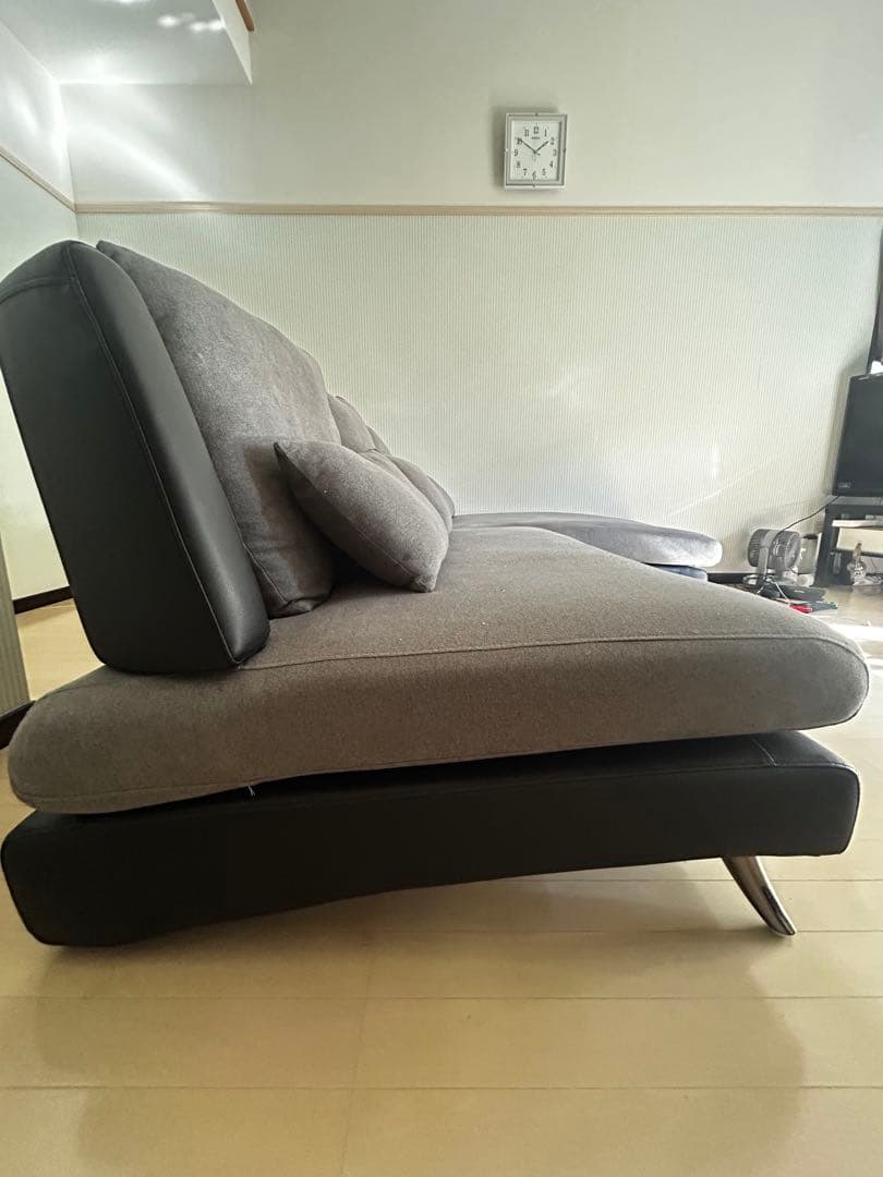 ニトリ2人掛け布張りカウチソファ(ポーション2KD GY)横のみ販売1月中旬まで