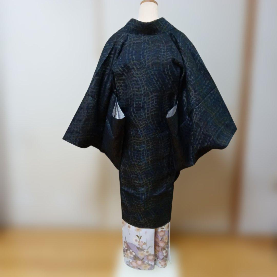 道中着 幾何学模様 黒系