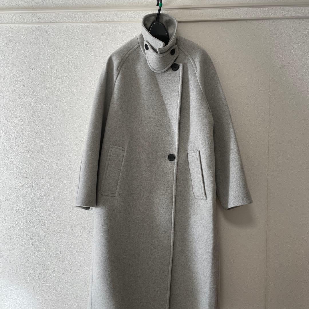 アダムエロペ　ウールボンディングロングコート　ライトグレー　38