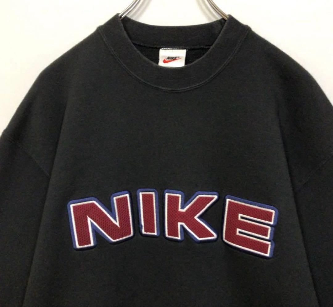 【希少】NIKE スウェット 90s 銀タグ 刺繍ロゴ スウォッシュ 太アーム