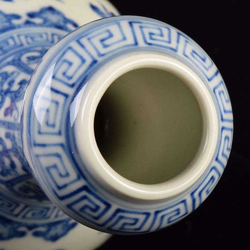 中国　大清乾隆年製　青花花卉文蒜頭瓶　M　7890E