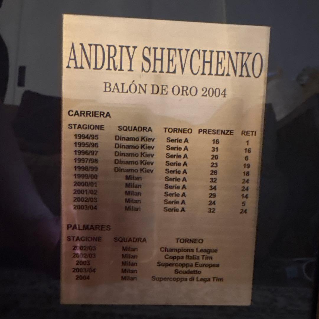 ACミラン シェフチェンコ サイン ユニフォーム バロンドール記念 100枚限定