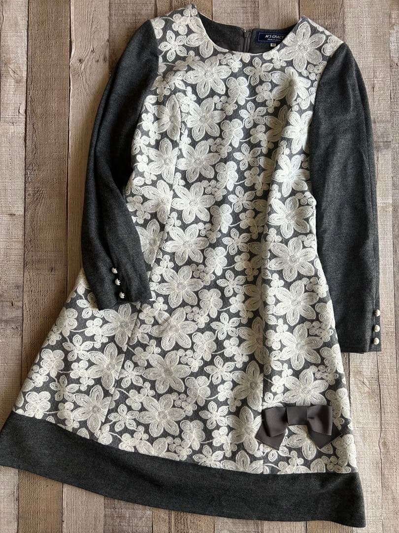 【han-mouco様リクエスト】美品✨エムズグレイシー ワンピース リボンつき