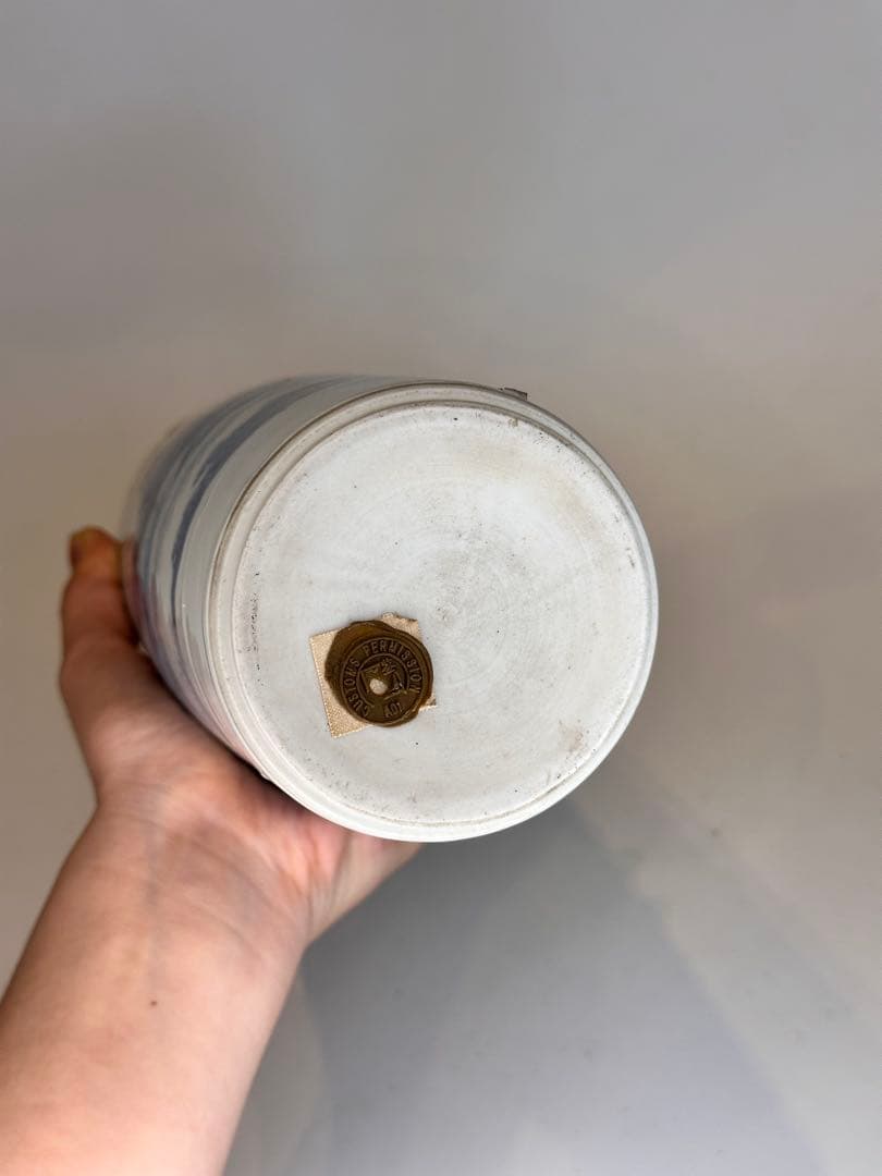 明代青花染付 人物文 花瓶 文物商店ラベル付 底部に封蝋あり 中国古陶磁 骨董品