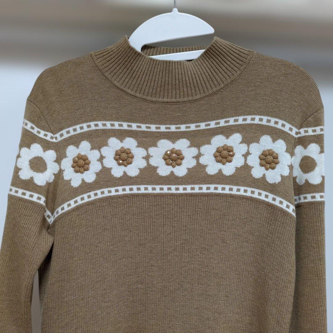 新品未使用　スーパービューティー　花柄ニットワンピース チュニック