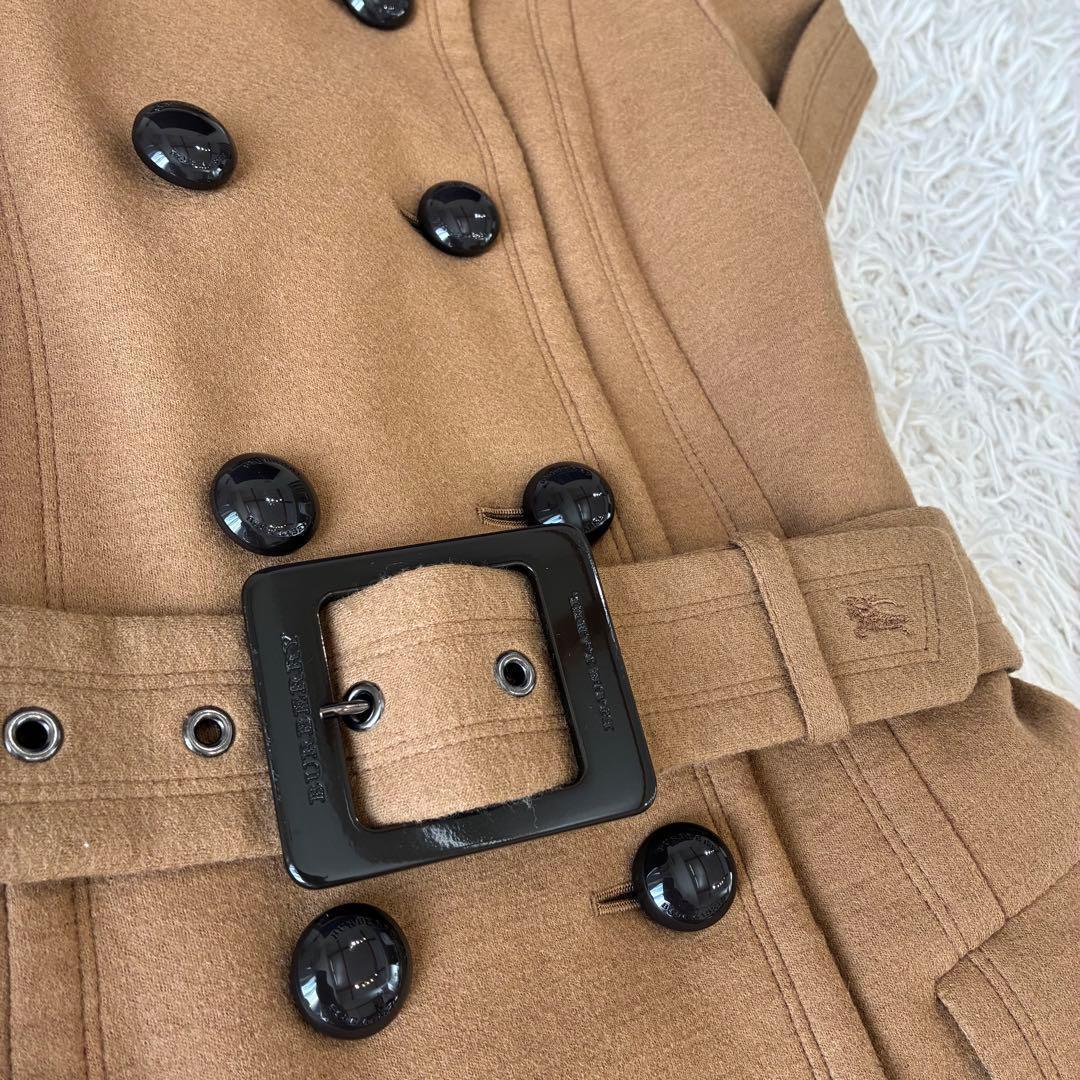 バーバリーブルーレーベル ウール ワンピース コート ノバチェック キャメル