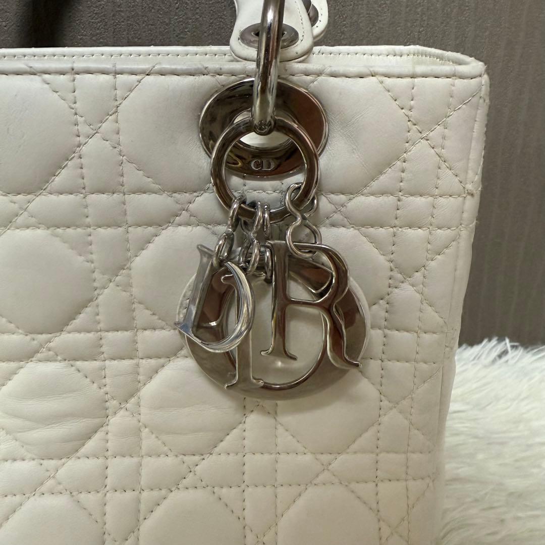 Dior レディディオール カナージュ ハンドバッグ ホワイト 白