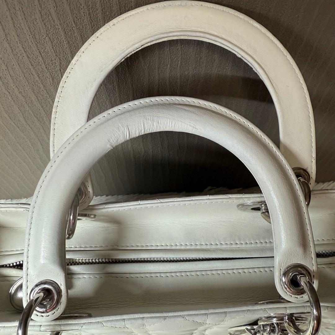 Dior レディディオール カナージュ ハンドバッグ ホワイト 白