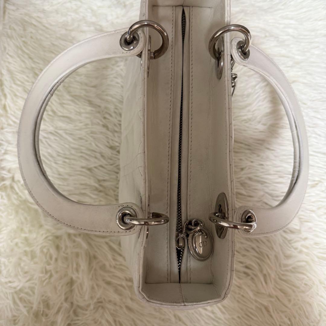 Dior レディディオール カナージュ ハンドバッグ ホワイト 白