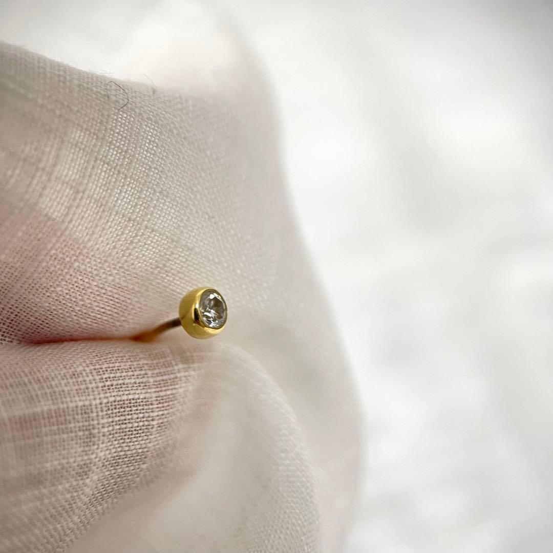 ゴールド ダイヤモンド スタッドピアス 片耳用