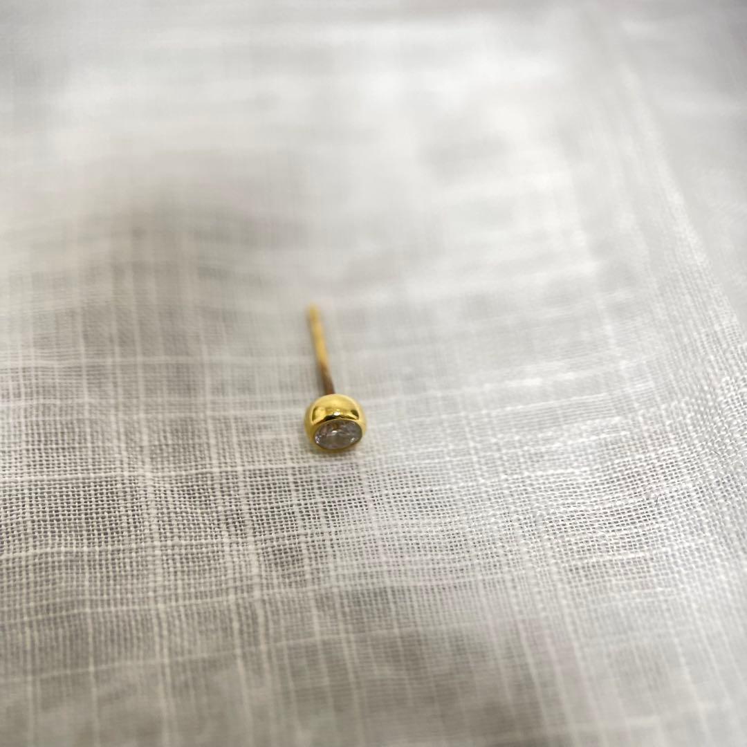 ゴールド ダイヤモンド スタッドピアス 片耳用