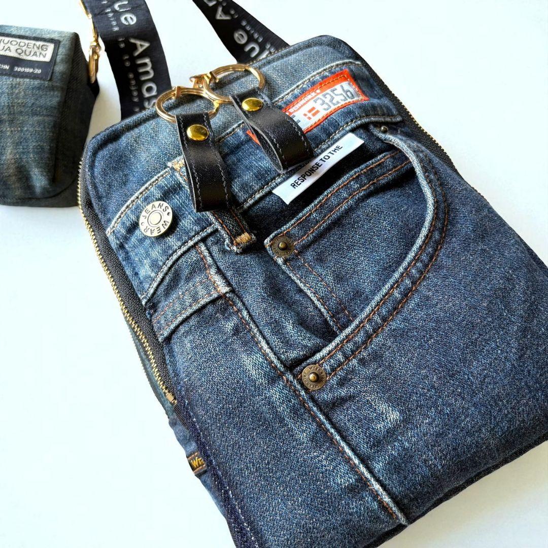 Wallet shoulder bag／ミニポーチ付／デニムリメイク