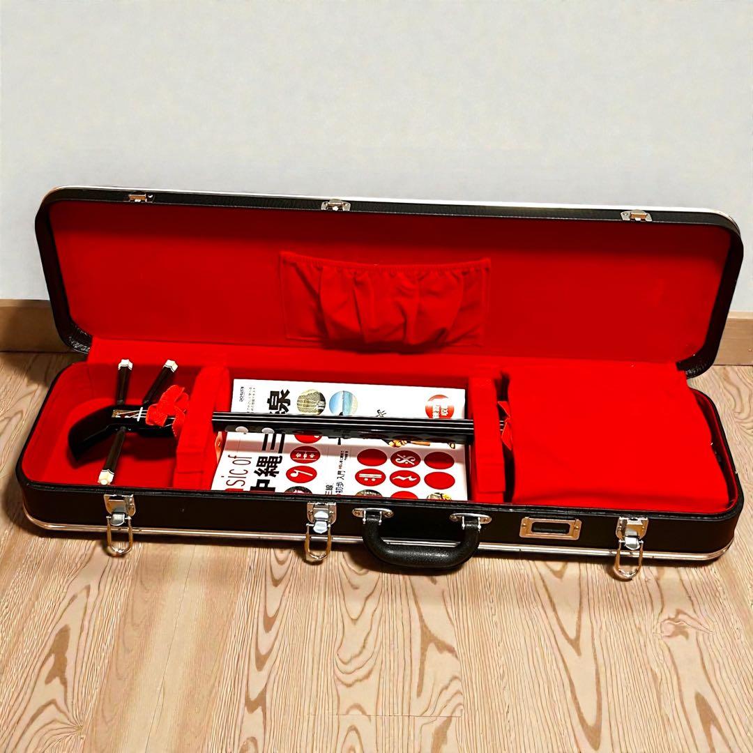 ほぼ未使用級❣️極美品✨ 沖縄三線 人工皮 蛇柄胴 琉球唐草刺繍 ハードケース付き