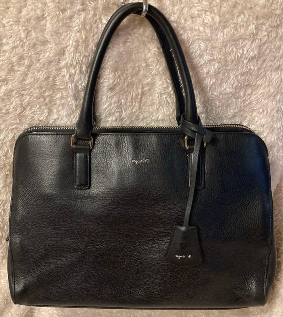 超美品✨ アニエスベー ビジネスバッグ オールレザー ブラック 南京錠 底鋲