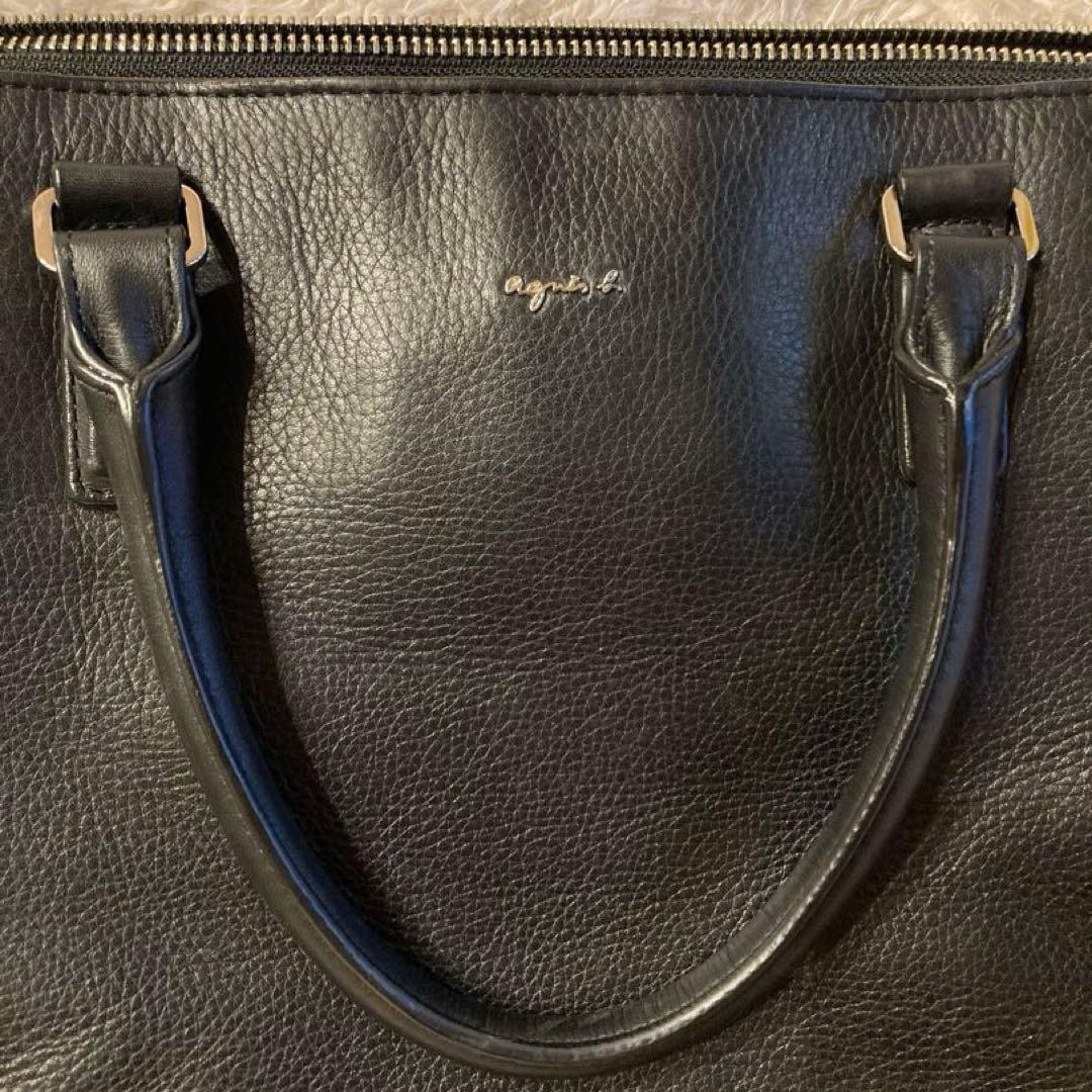 超美品✨ アニエスベー ビジネスバッグ オールレザー ブラック 南京錠 底鋲