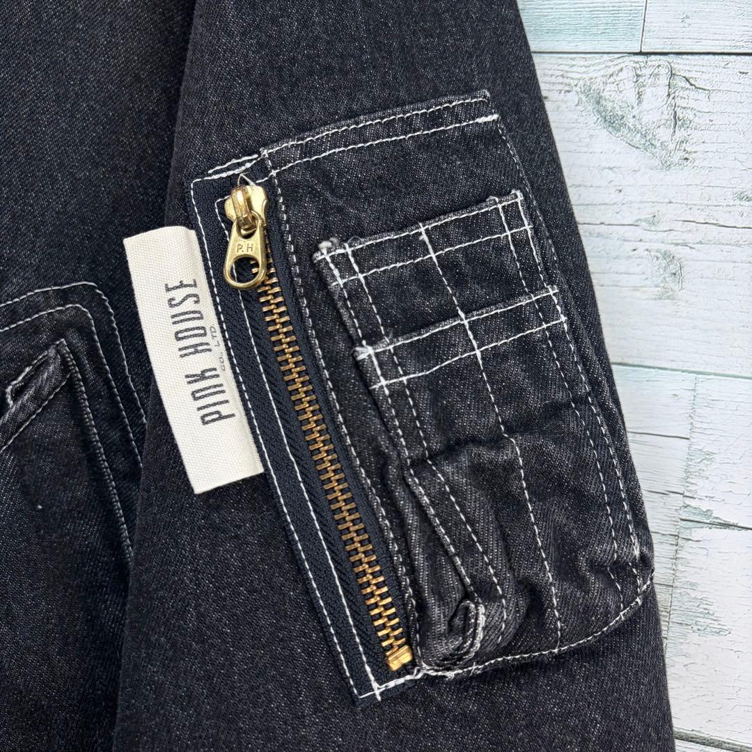 ☆希少☆ピンクハウス　MA-1中綿ジャケットブルゾン　バッグプリント　デニム